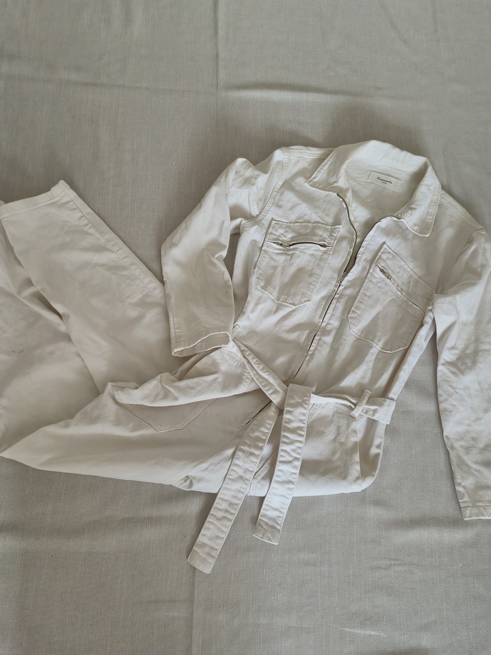 Acquaverde Paris Off-White Utility Jumpsuit with Tie Waist - Size 38 - Picture 9 of 16